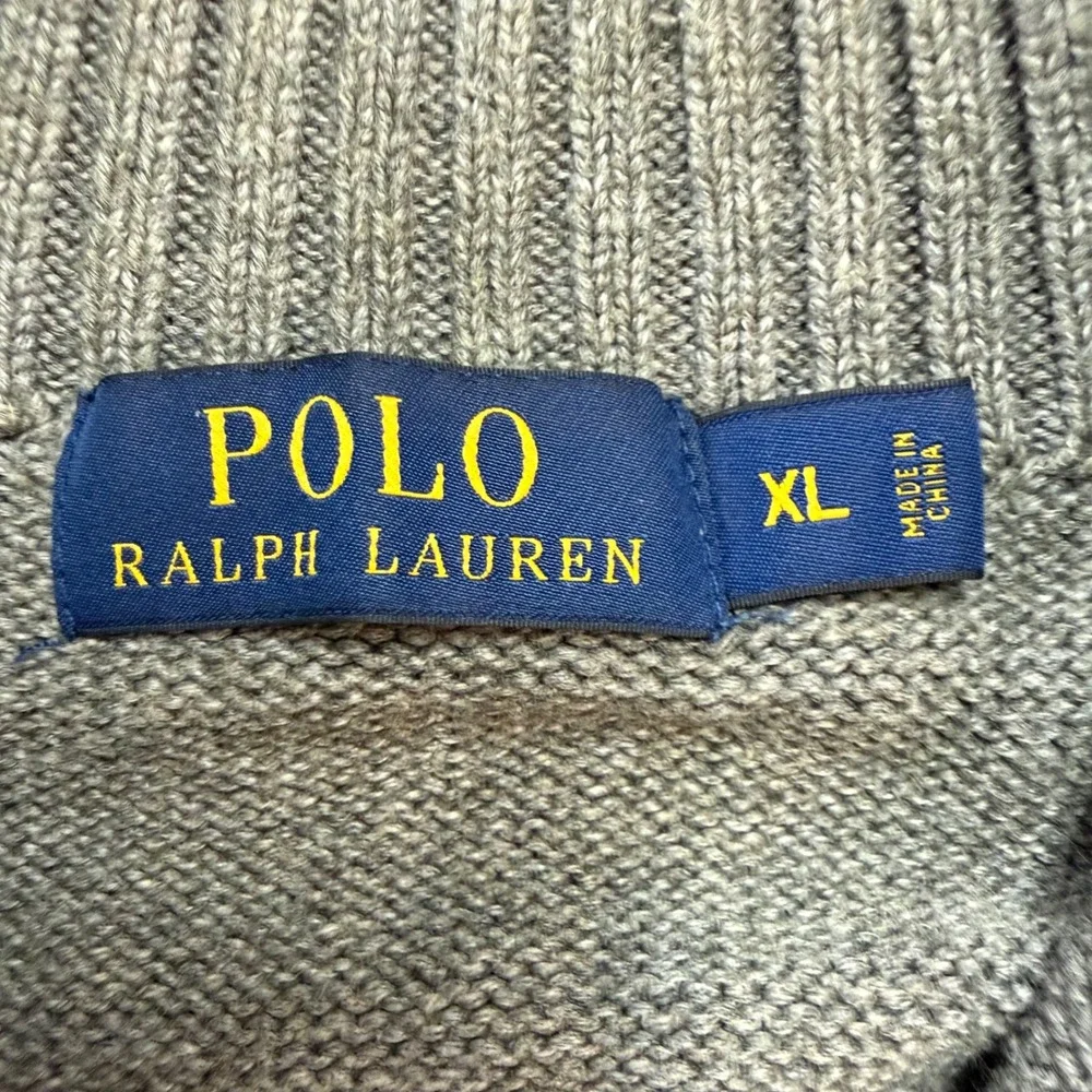 Polo Ralph Lauren Mens XL Quarter Zip Sweater Beige Cotton Knit Pony Logo